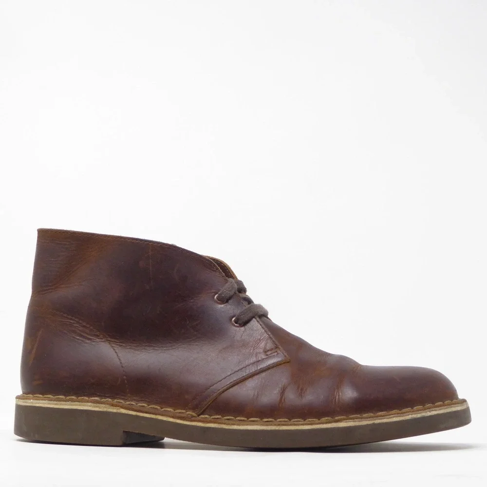 Clarks Mens Bushacre Boot Brown Leather Chukka Lace Up 9.5
